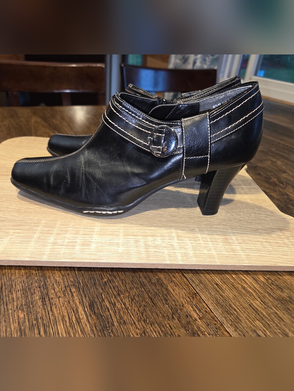 AEROSOLES Black Ankle Booties with Buckle Strap
